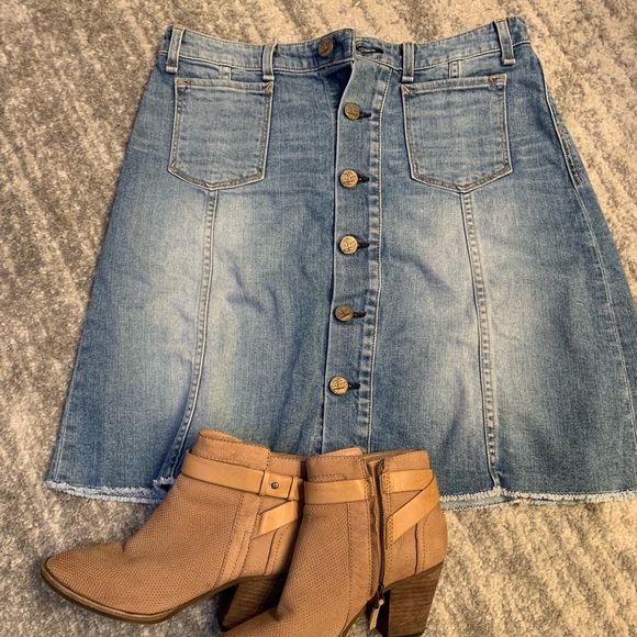 RARE 🍀 McGuire Denim Columbier button-front skirt - Picture 2 of 5